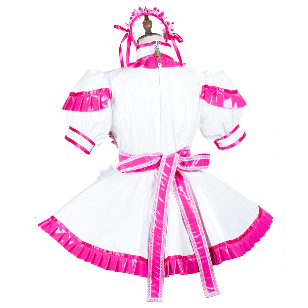 white thin pvc dress g3709