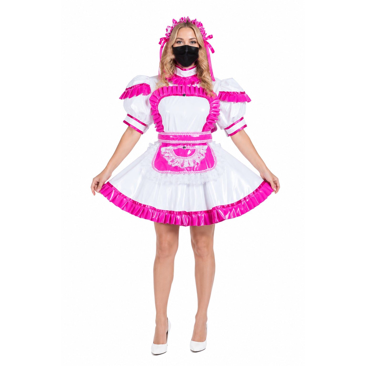 white thin pvc dress g3709