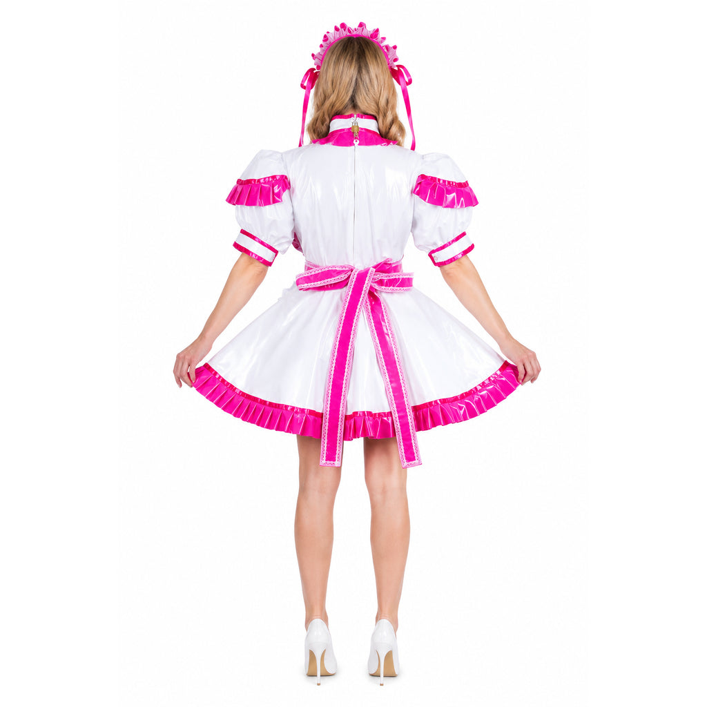 white thin pvc dress g3709