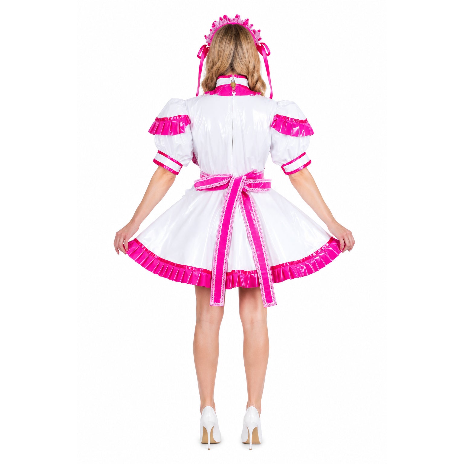 white thin pvc dress g3709