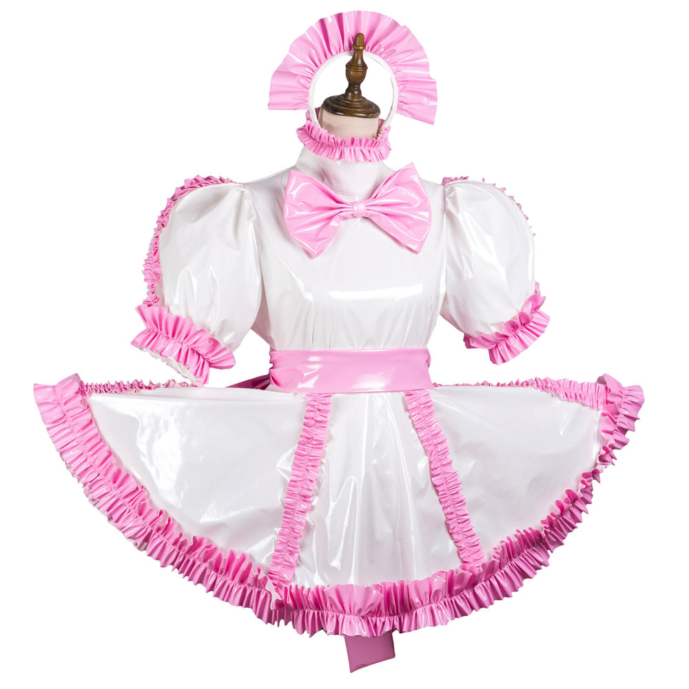 white thin pvc dress G3711