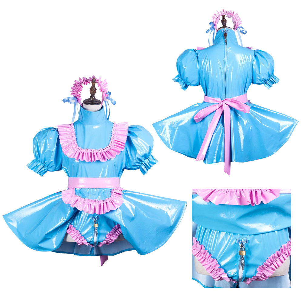 baby blue thin pvc dress G3715