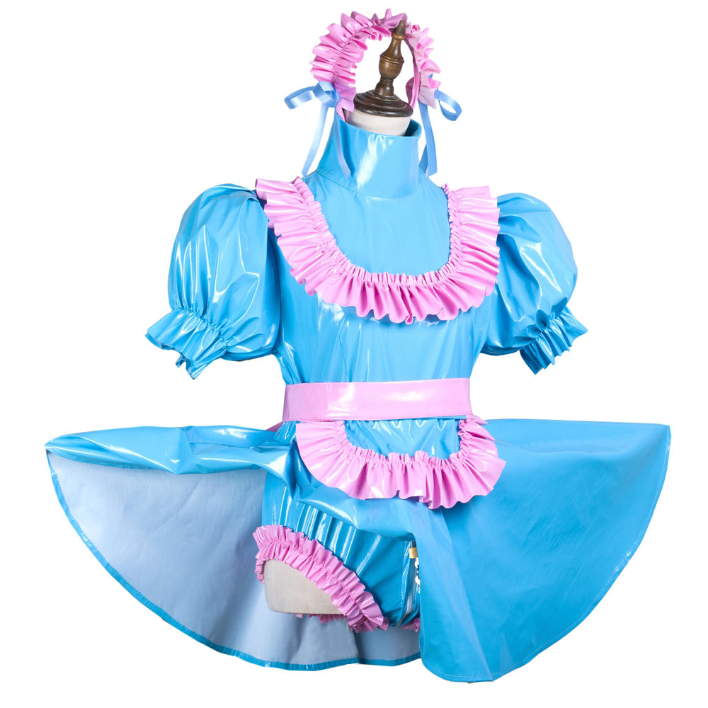 baby blue thin pvc dress G3715