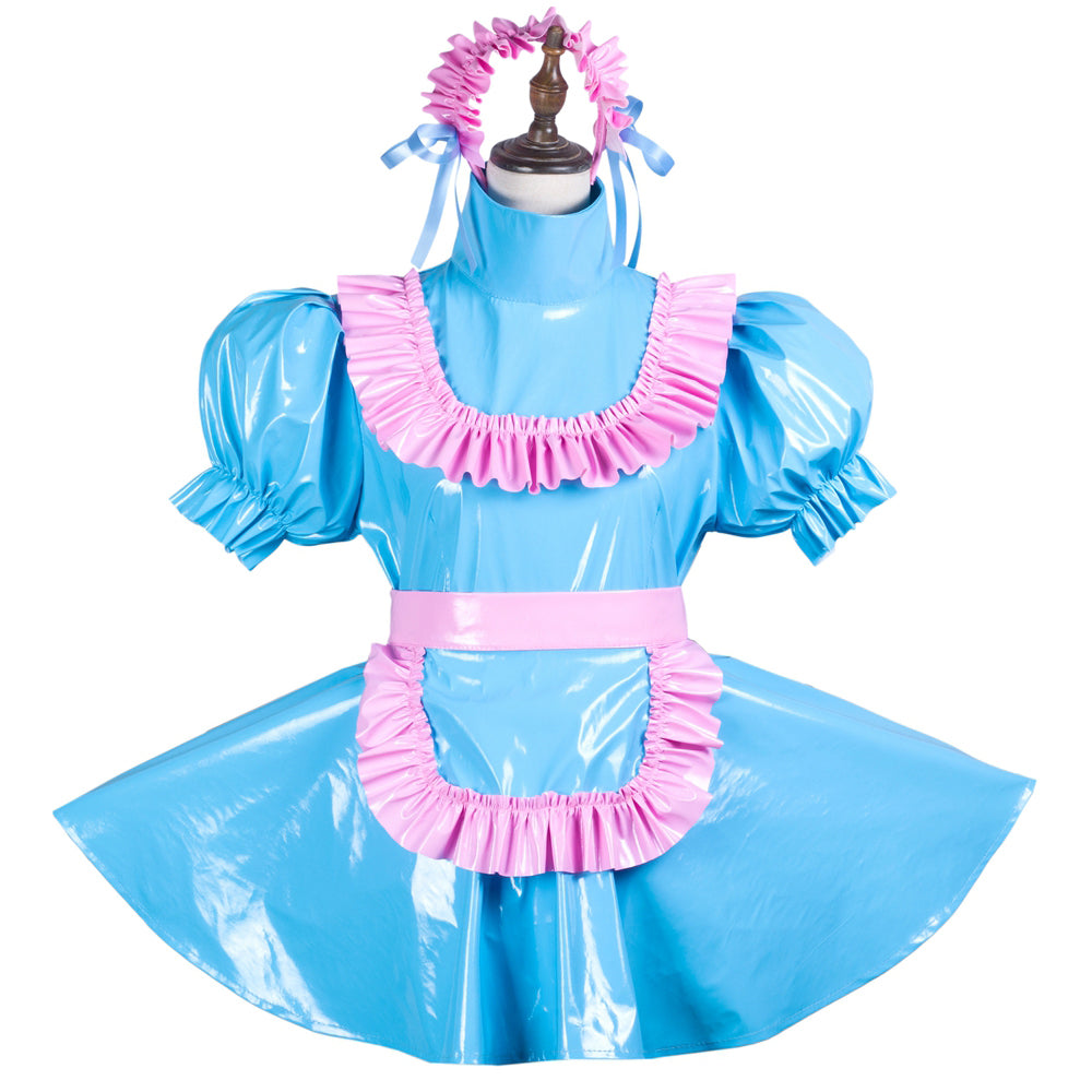 baby blue thin pvc dress G3715