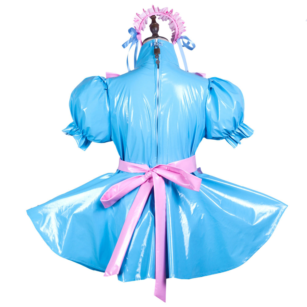 baby blue thin pvc dress G3715
