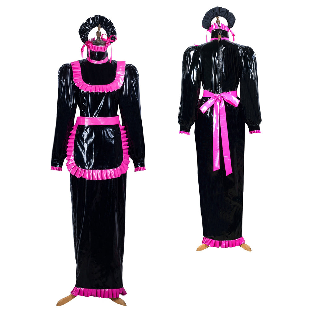 black thin pvc dress G3716
