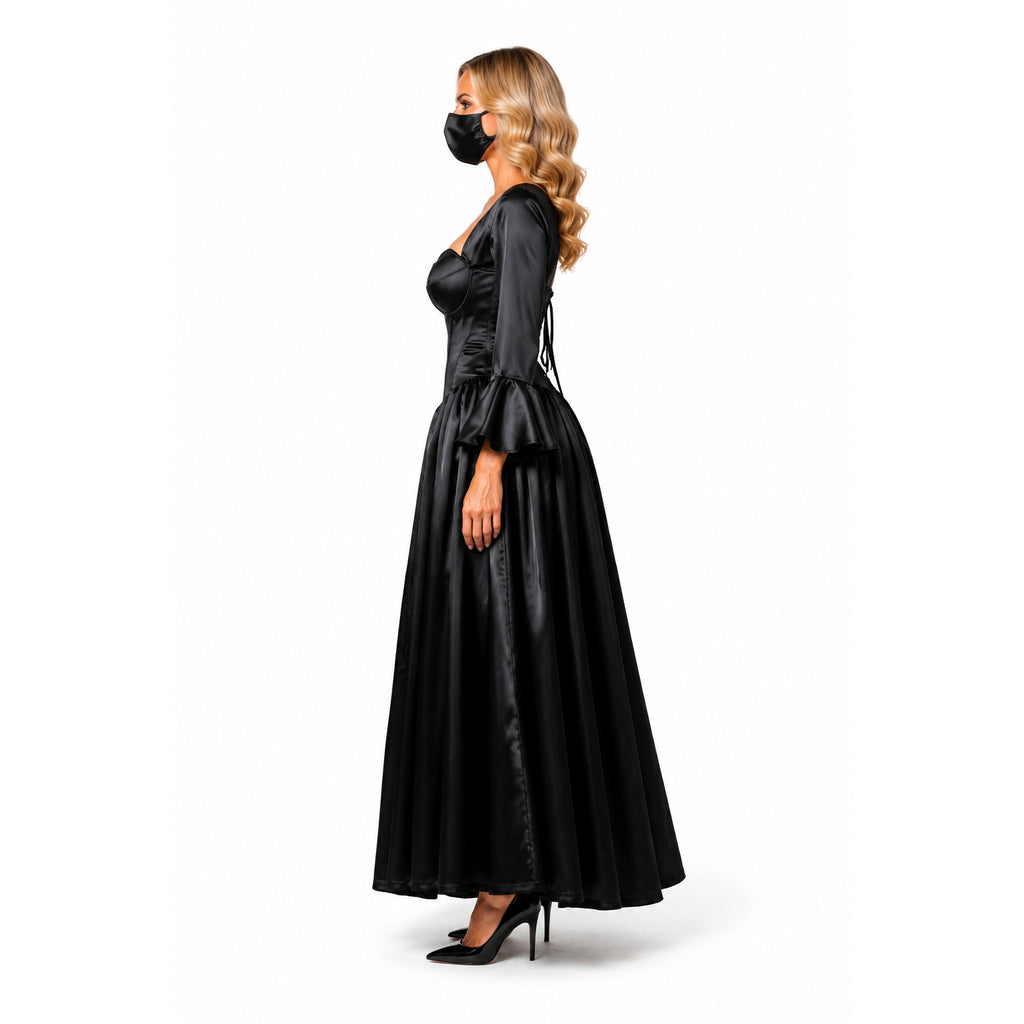black satin dress G3718