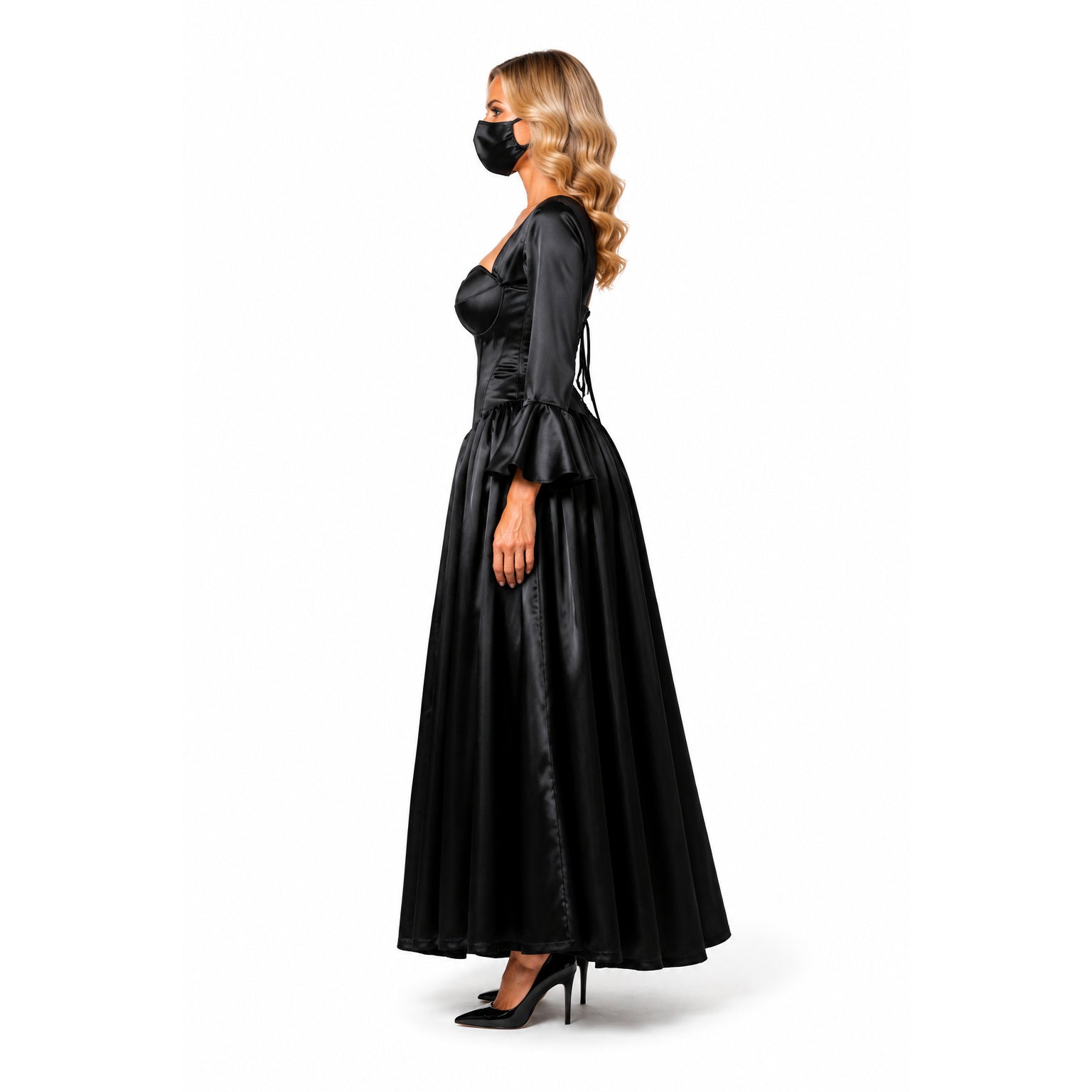 black satin dress G3718