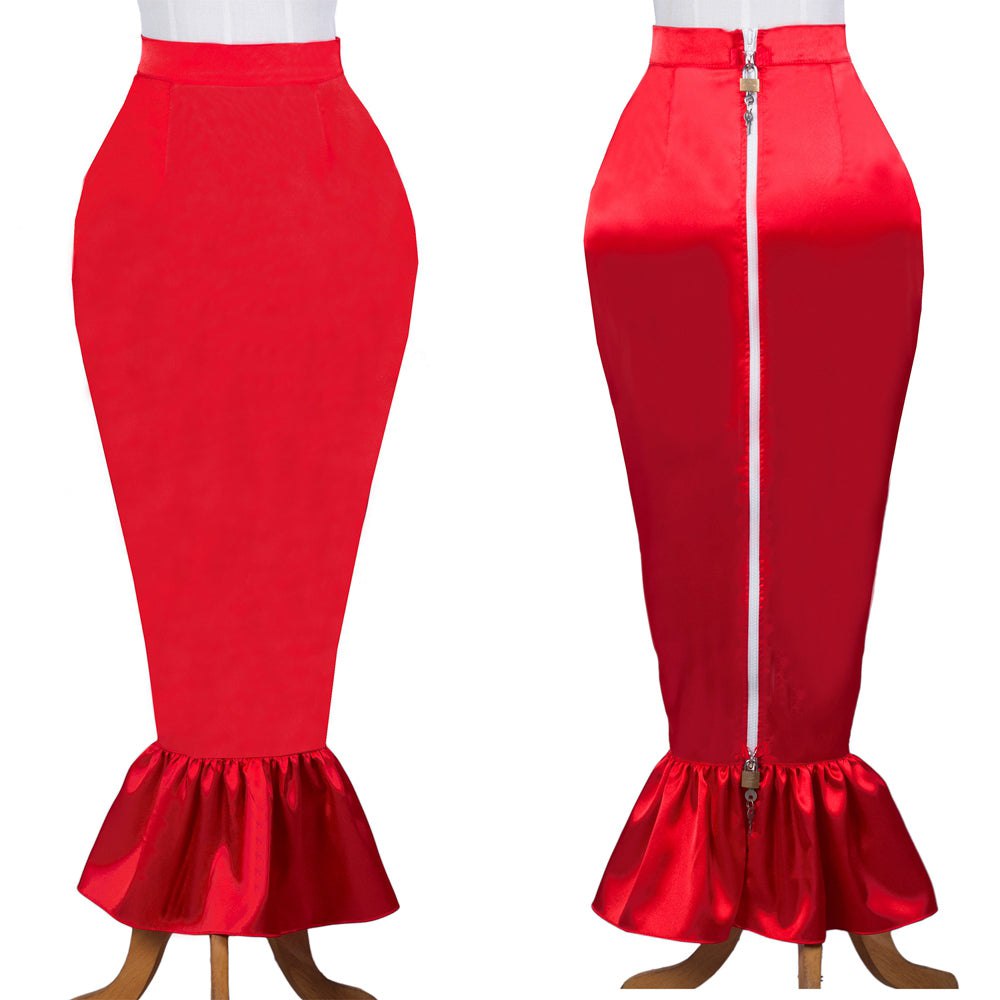 red satin skirt G3719