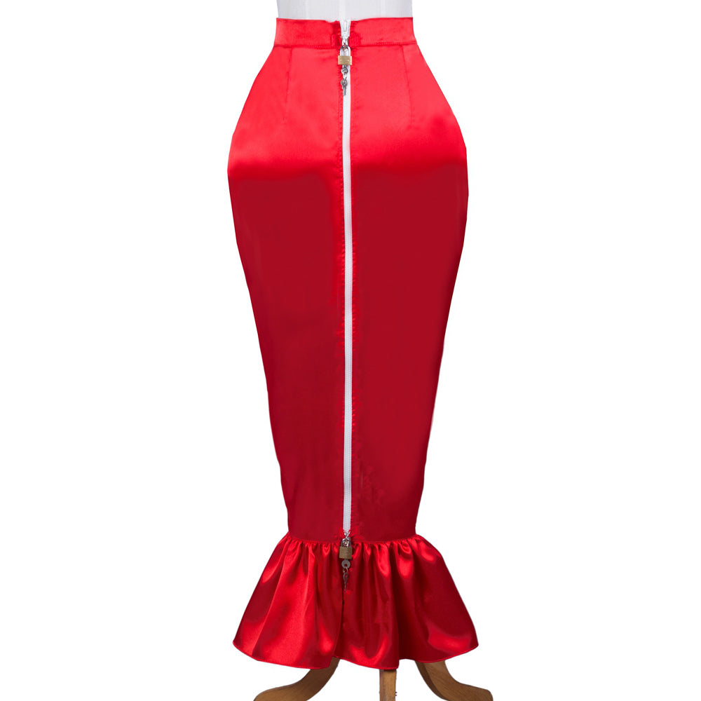 red satin skirt G3719