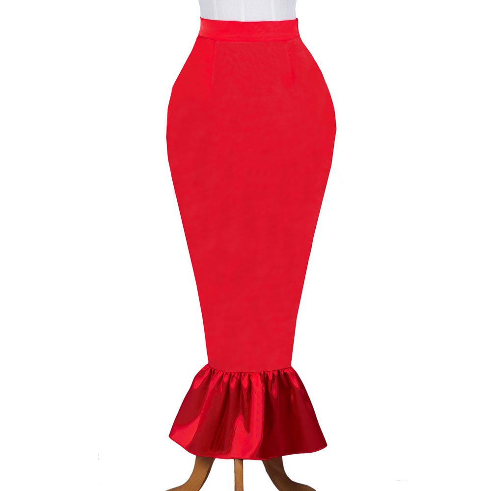 red satin skirt G3719