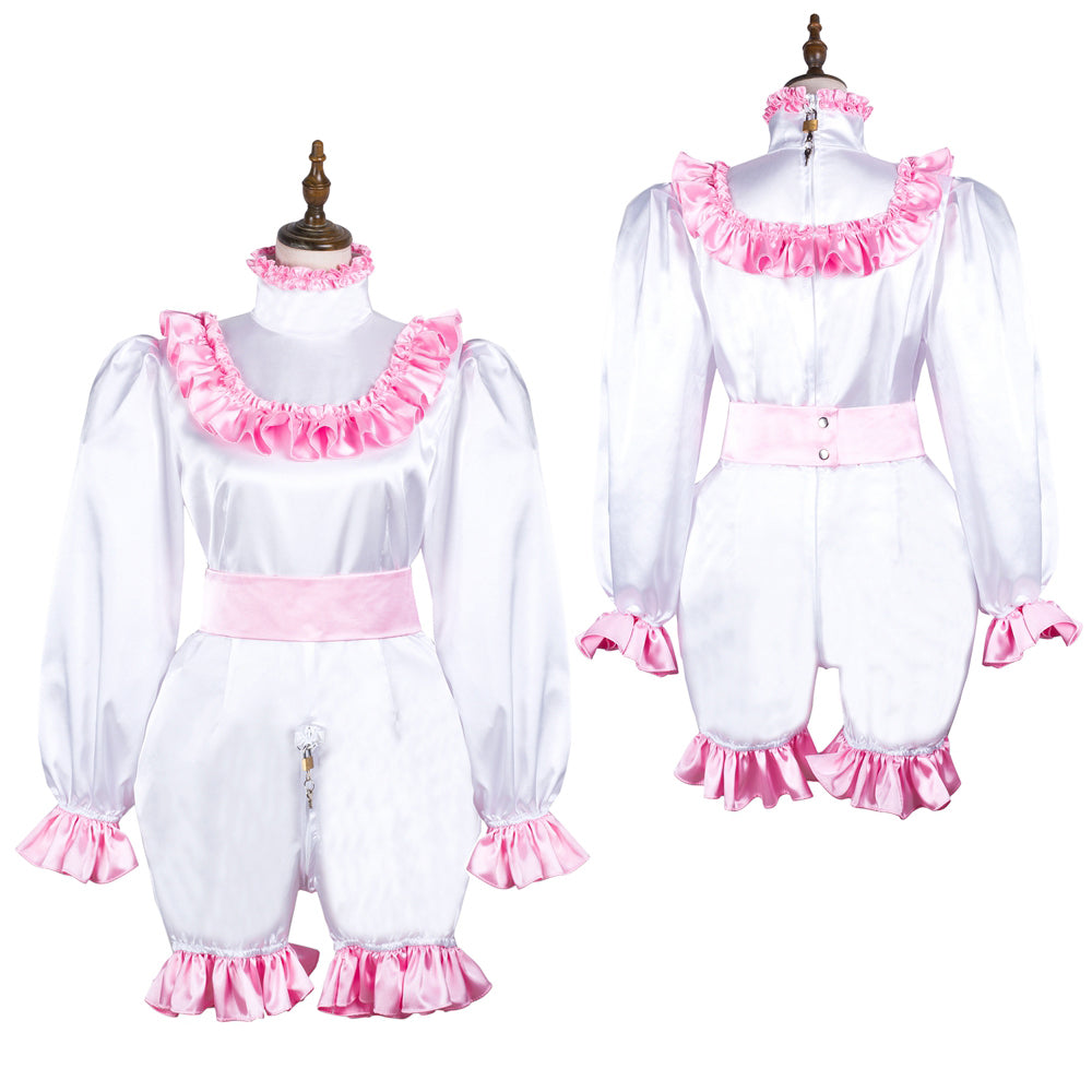 white satin romper G3720