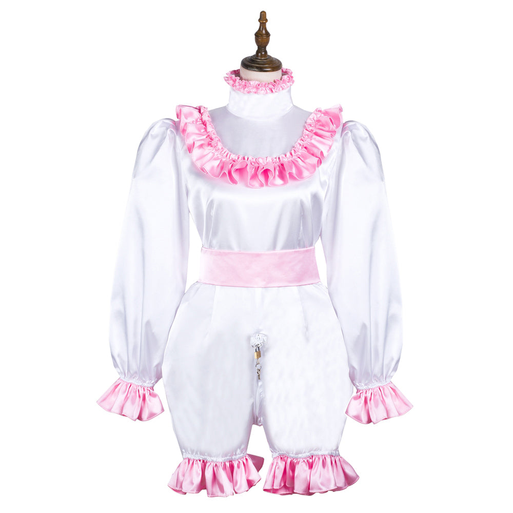 white satin romper G3720