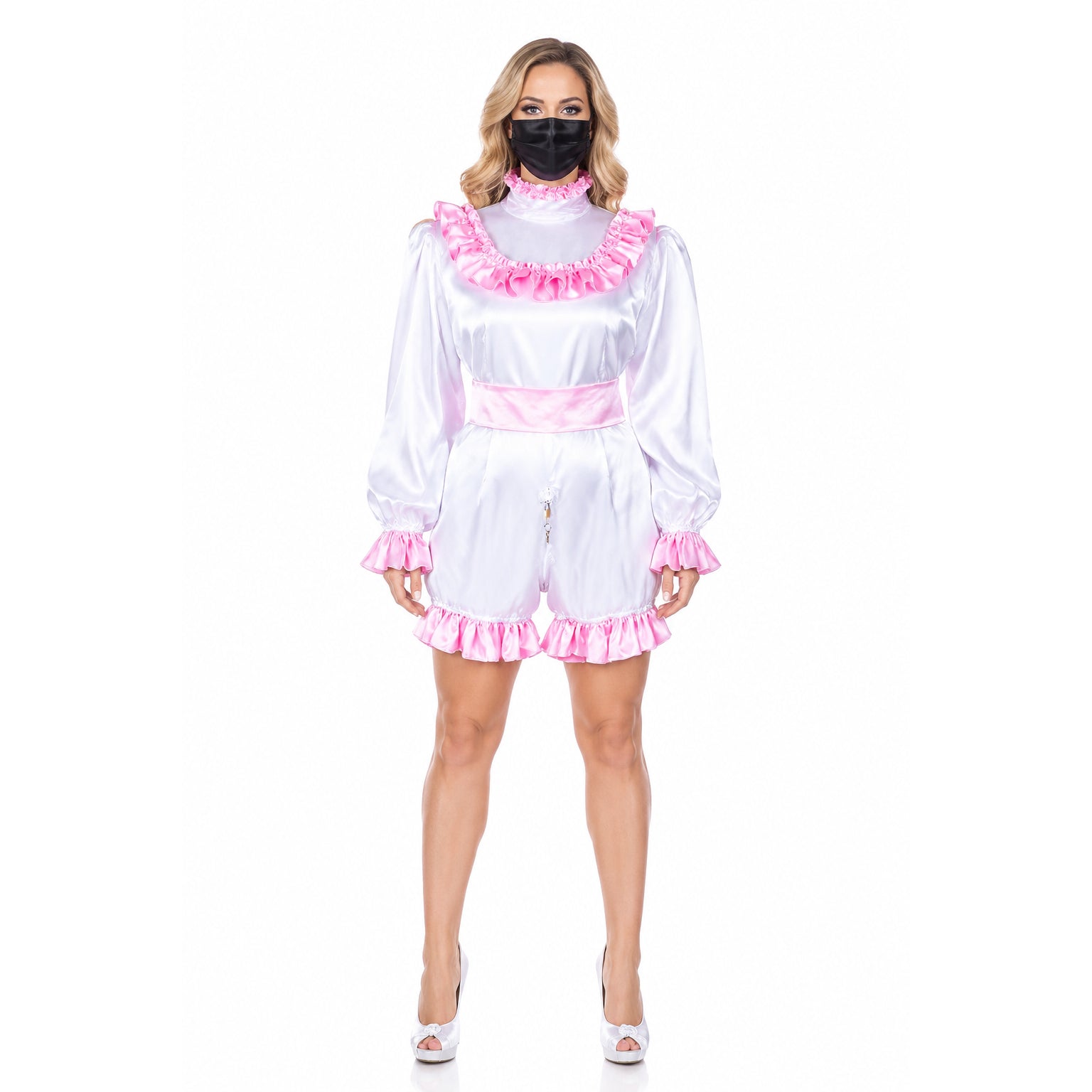 white satin romper G3720