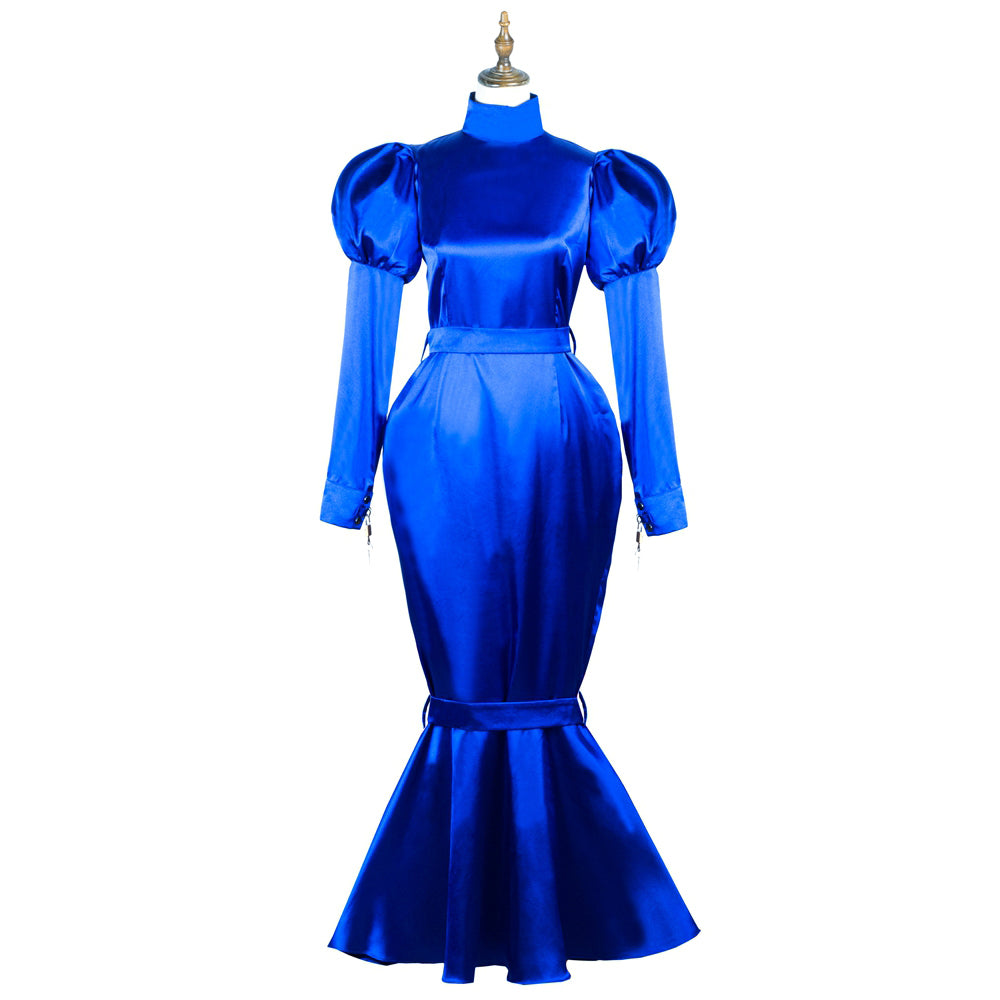 blue satin dress g3722