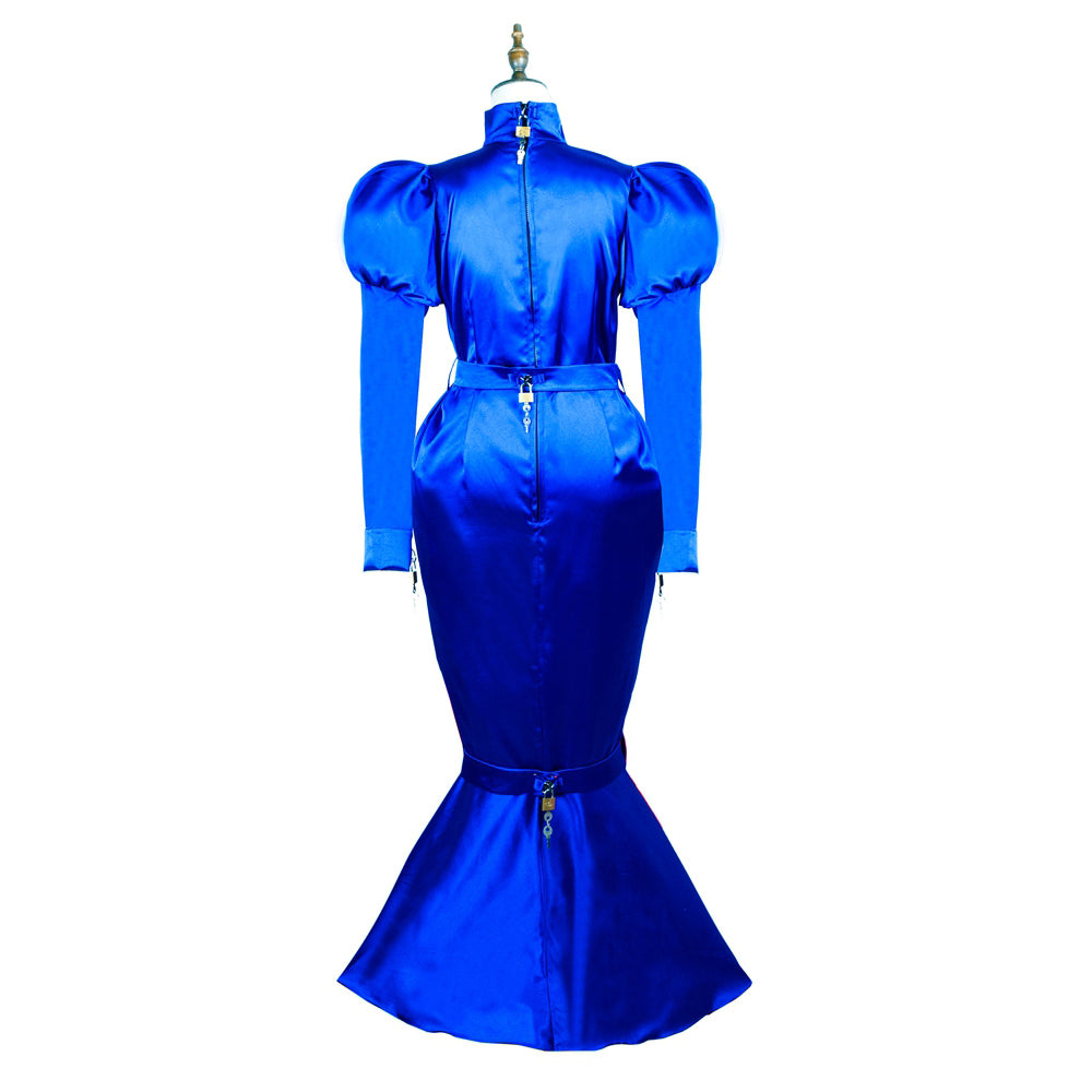 blue satin dress g3722