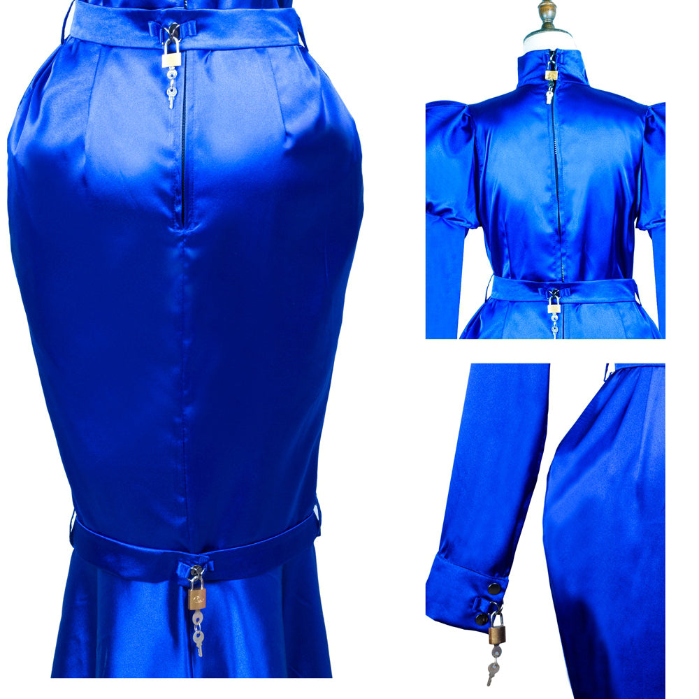 blue satin dress g3722