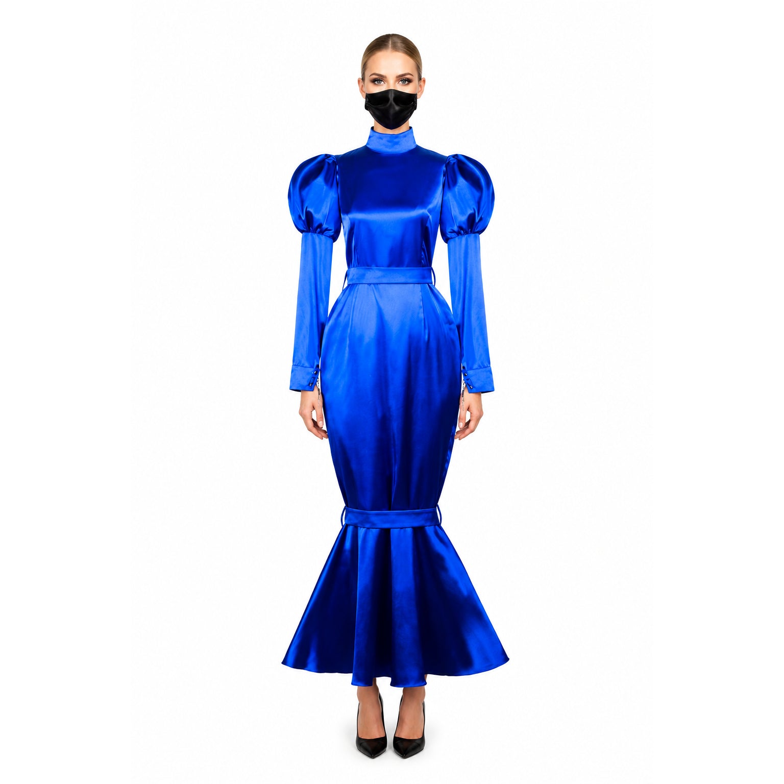blue satin dress g3722