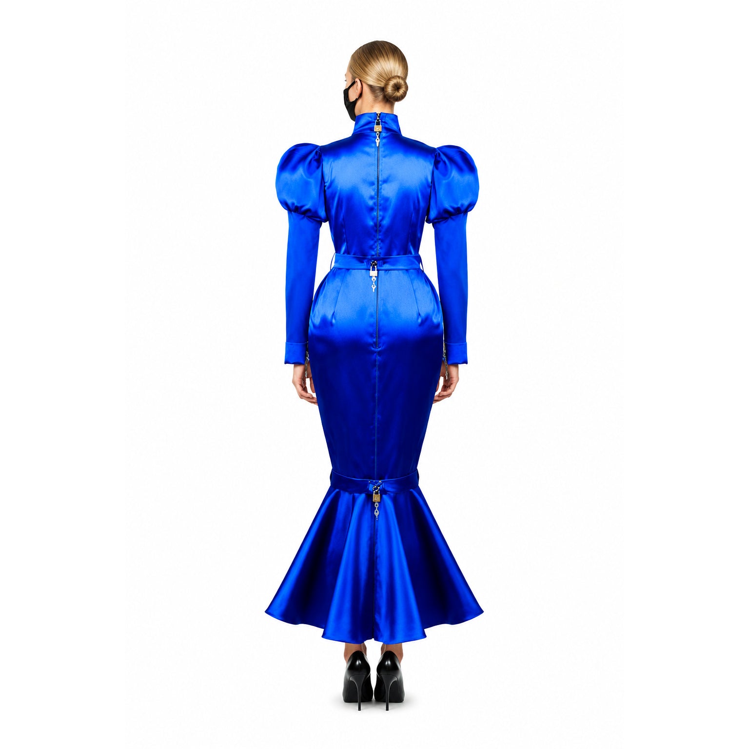 blue satin dress g3722