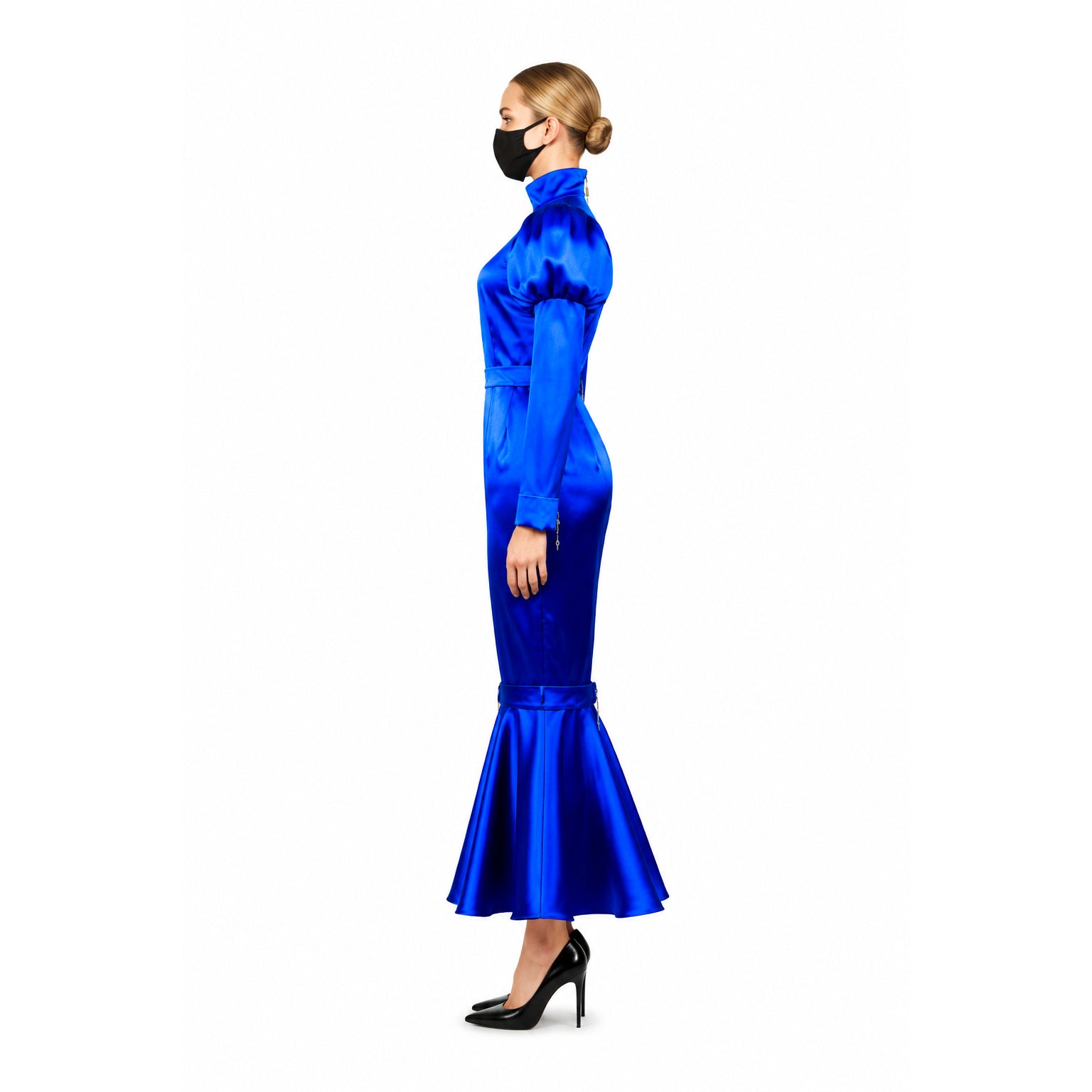 blue satin dress g3722