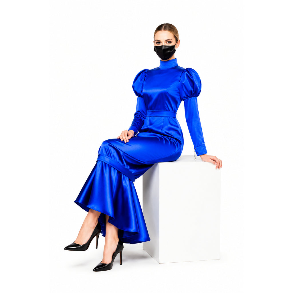 blue satin dress g3722