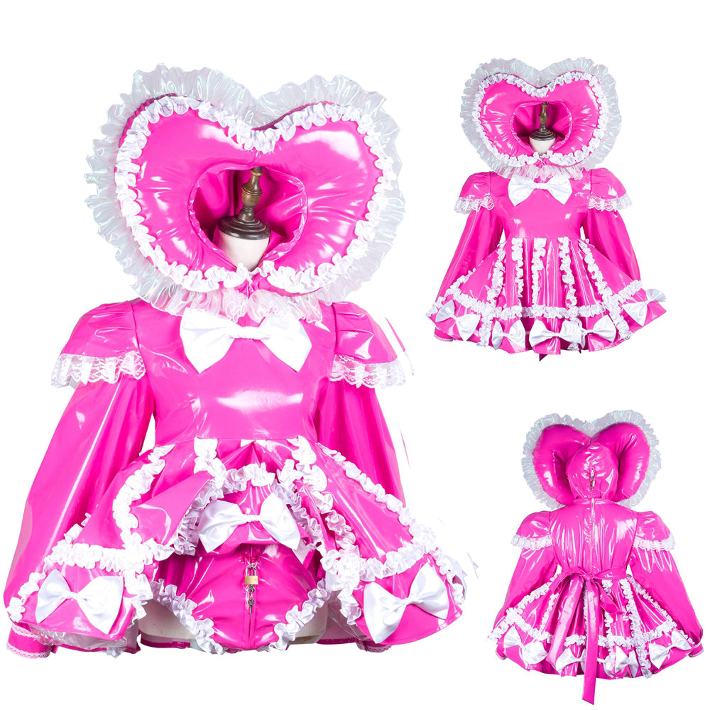 hot pink thin pvc dress G3728