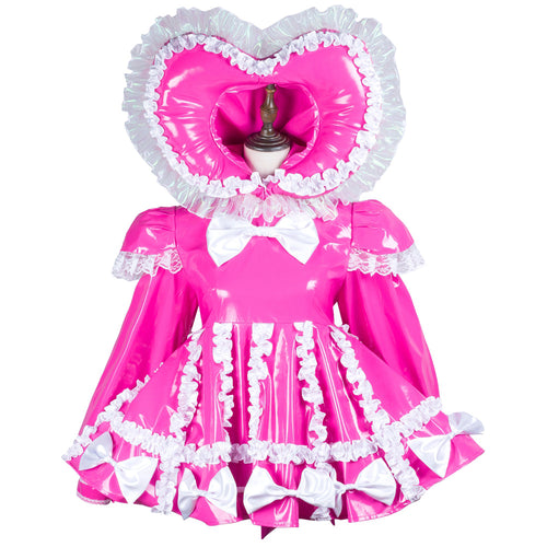 hot pink thin pvc sissy dress G3728
