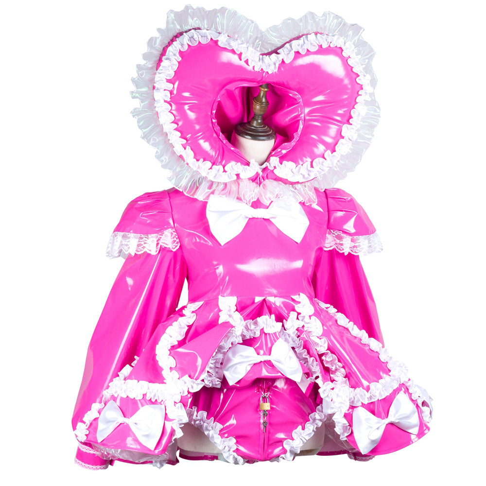 hot pink thin pvc dress G3728