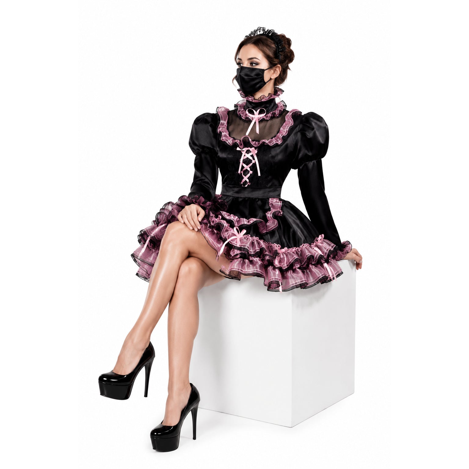 black satin dress G3729