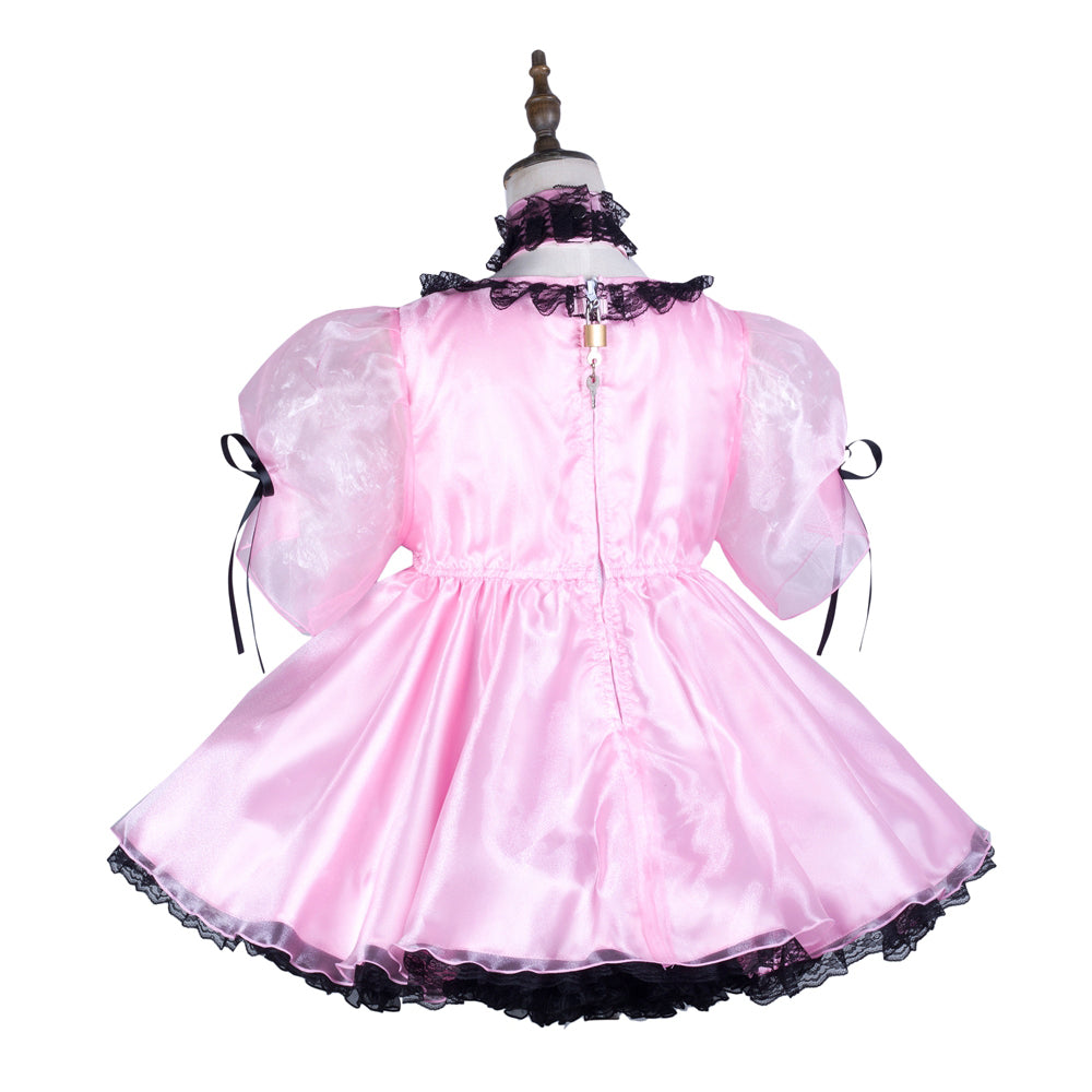 baby pink organza satin dress G3730