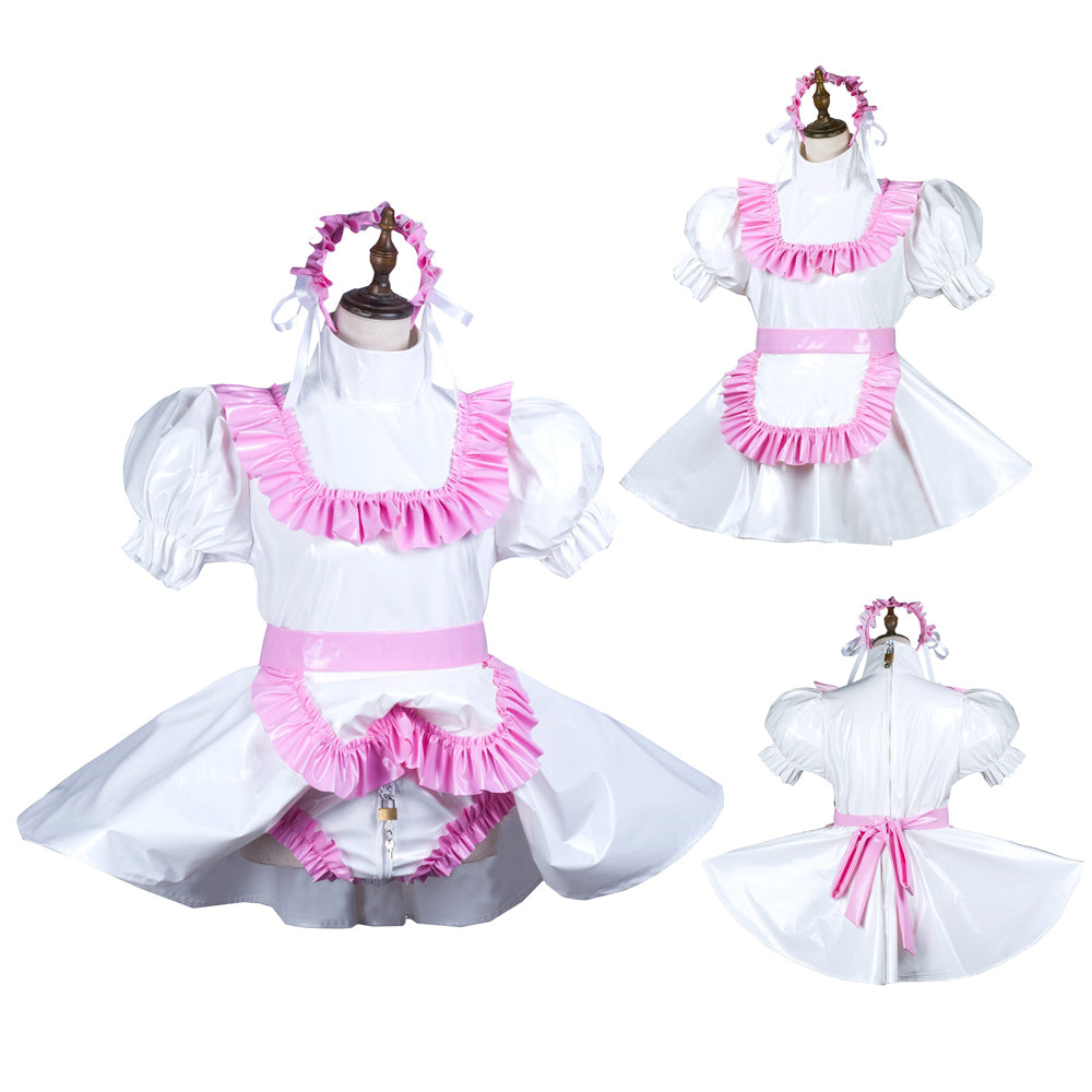 white thin pvc dress G3731