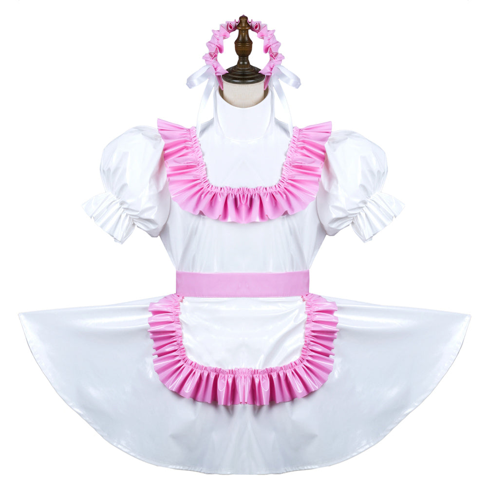 white thin pvc dress G3731