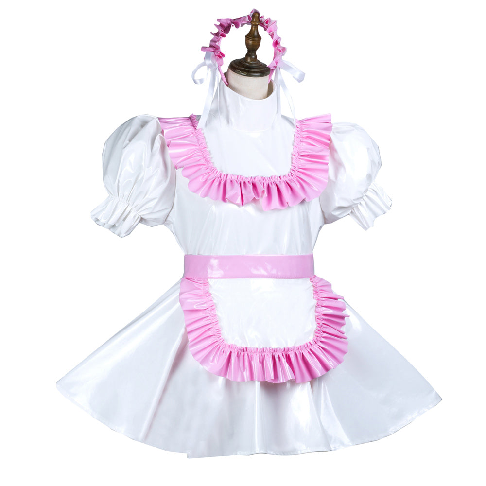 white thin pvc dress G3731