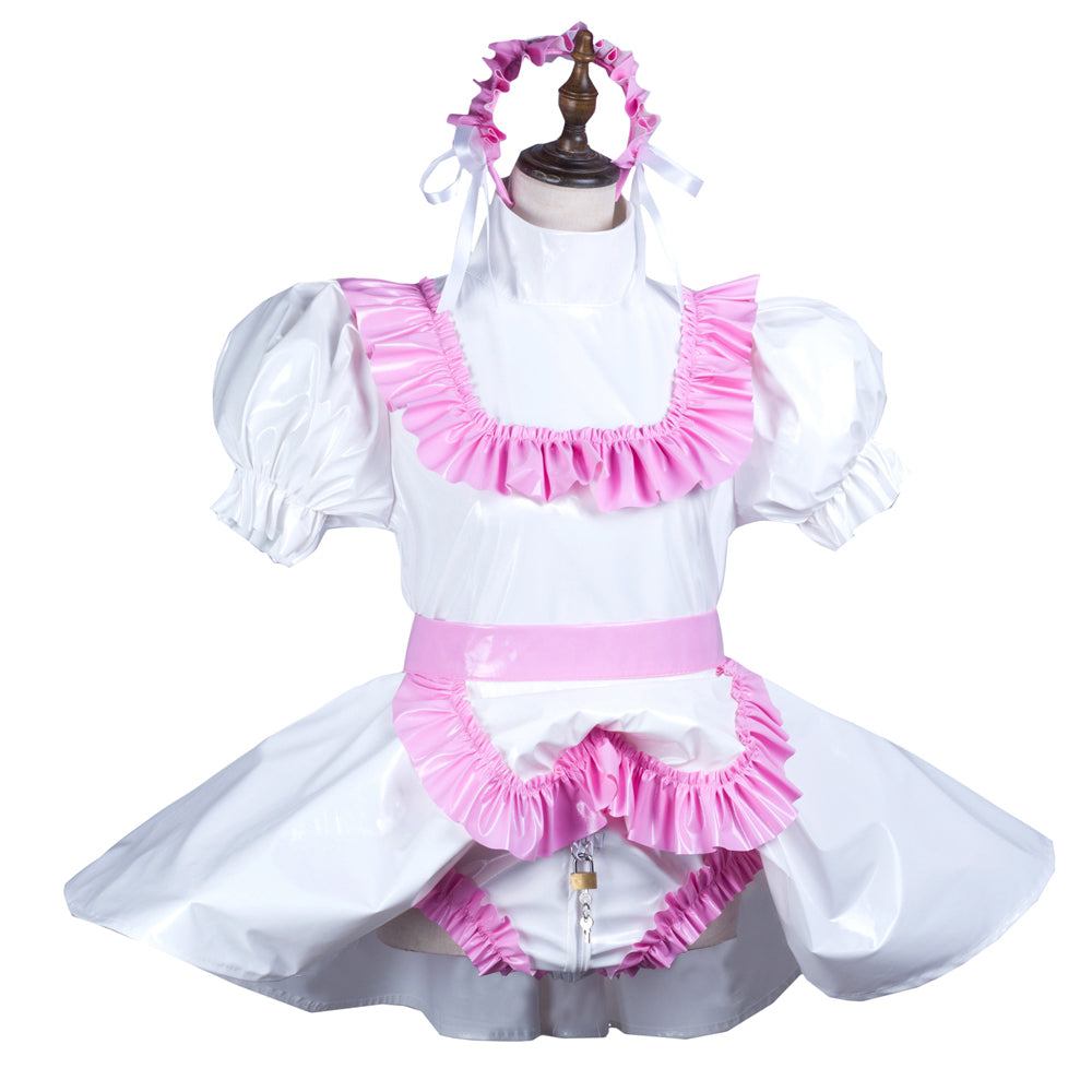 white thin pvc dress G3731