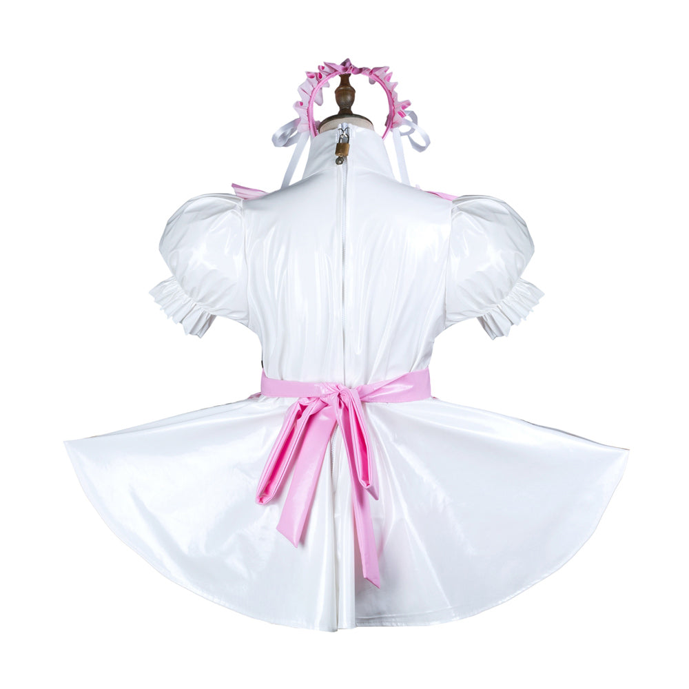 white thin pvc dress G3731