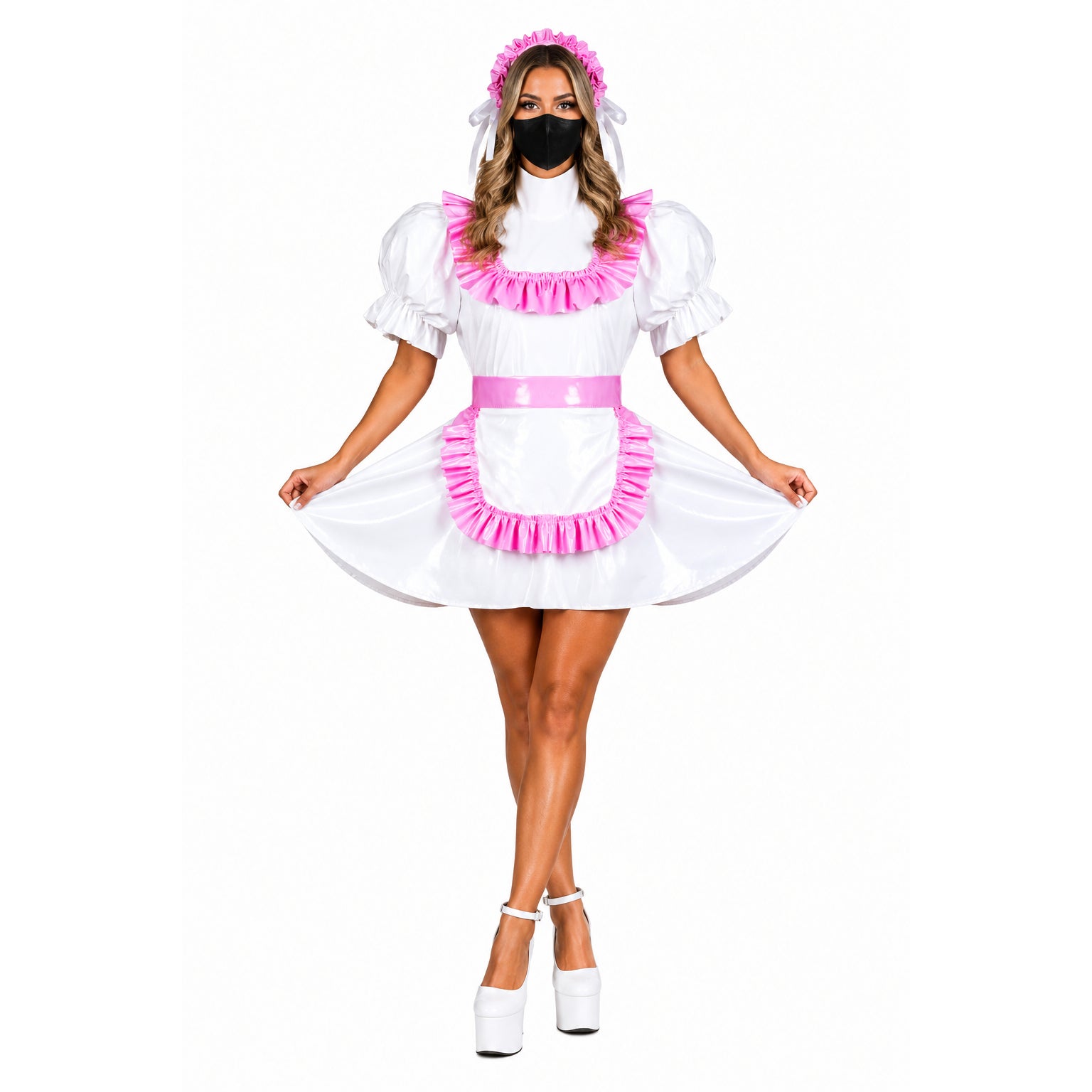 white thin pvc dress G3731