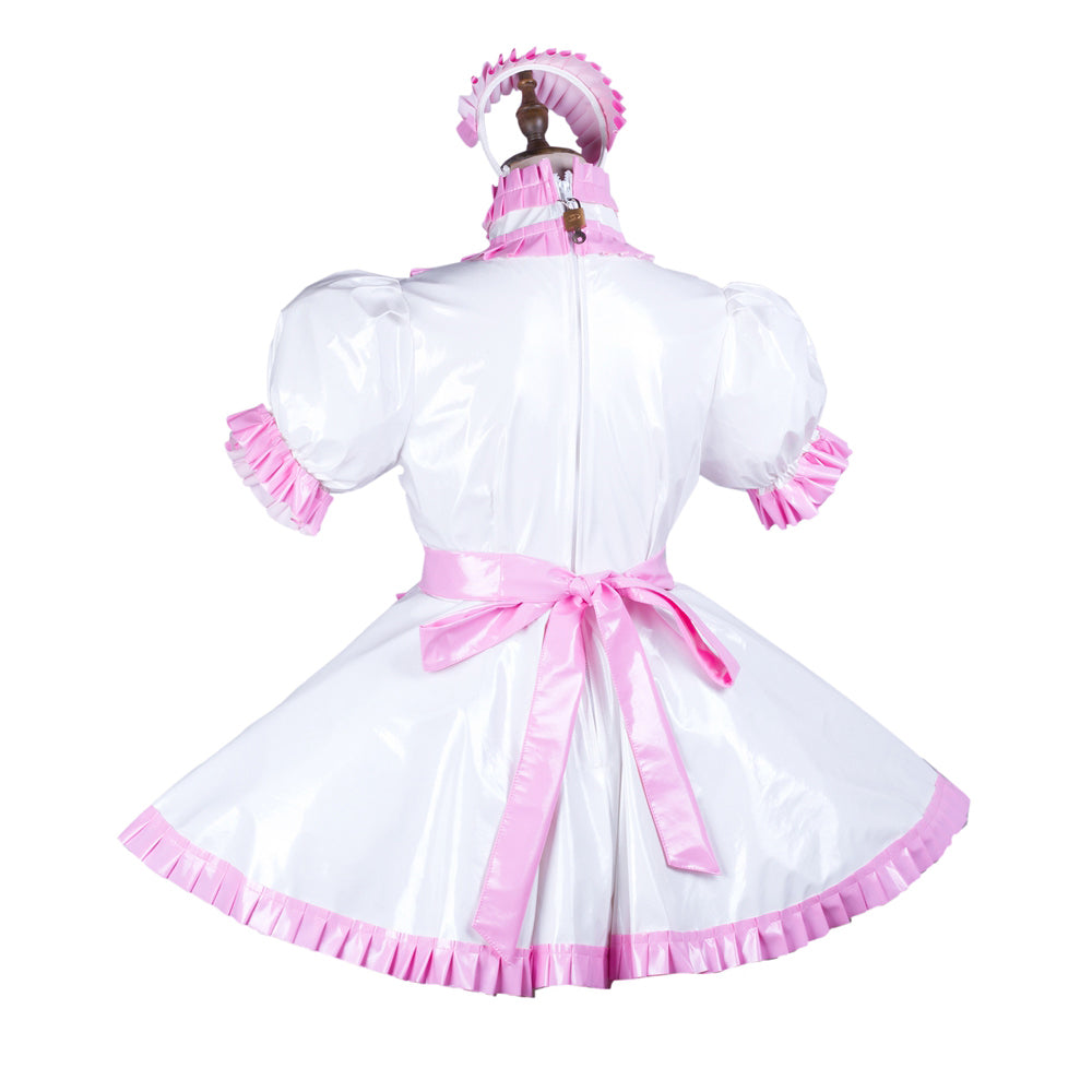 white thin pvc dress G3734