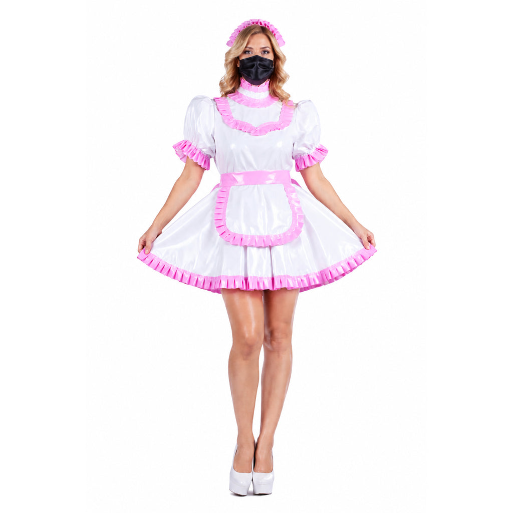 white thin pvc dress G3734