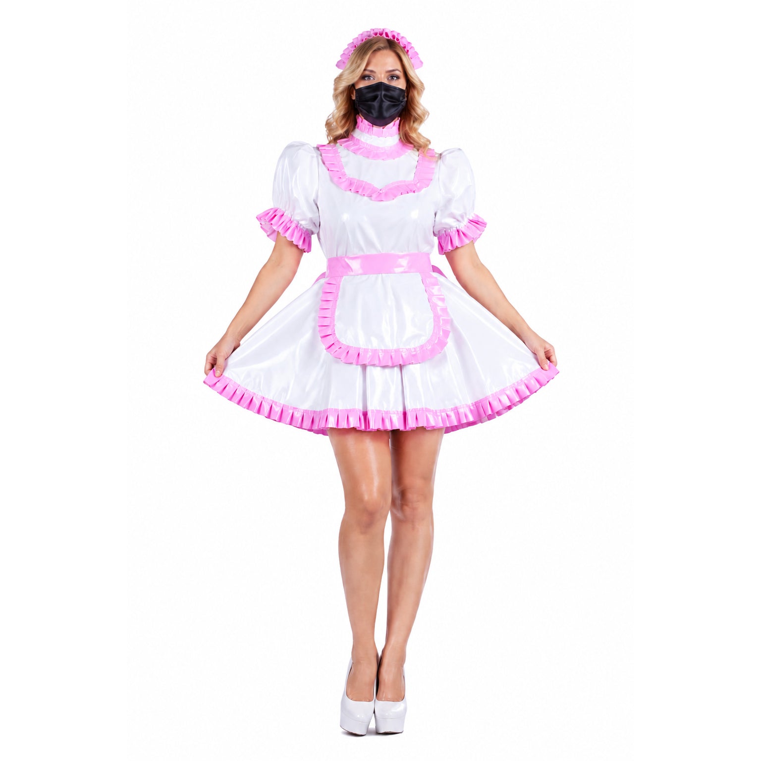 white thin pvc dress G3734