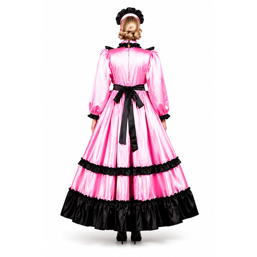 pink satin dress G3735