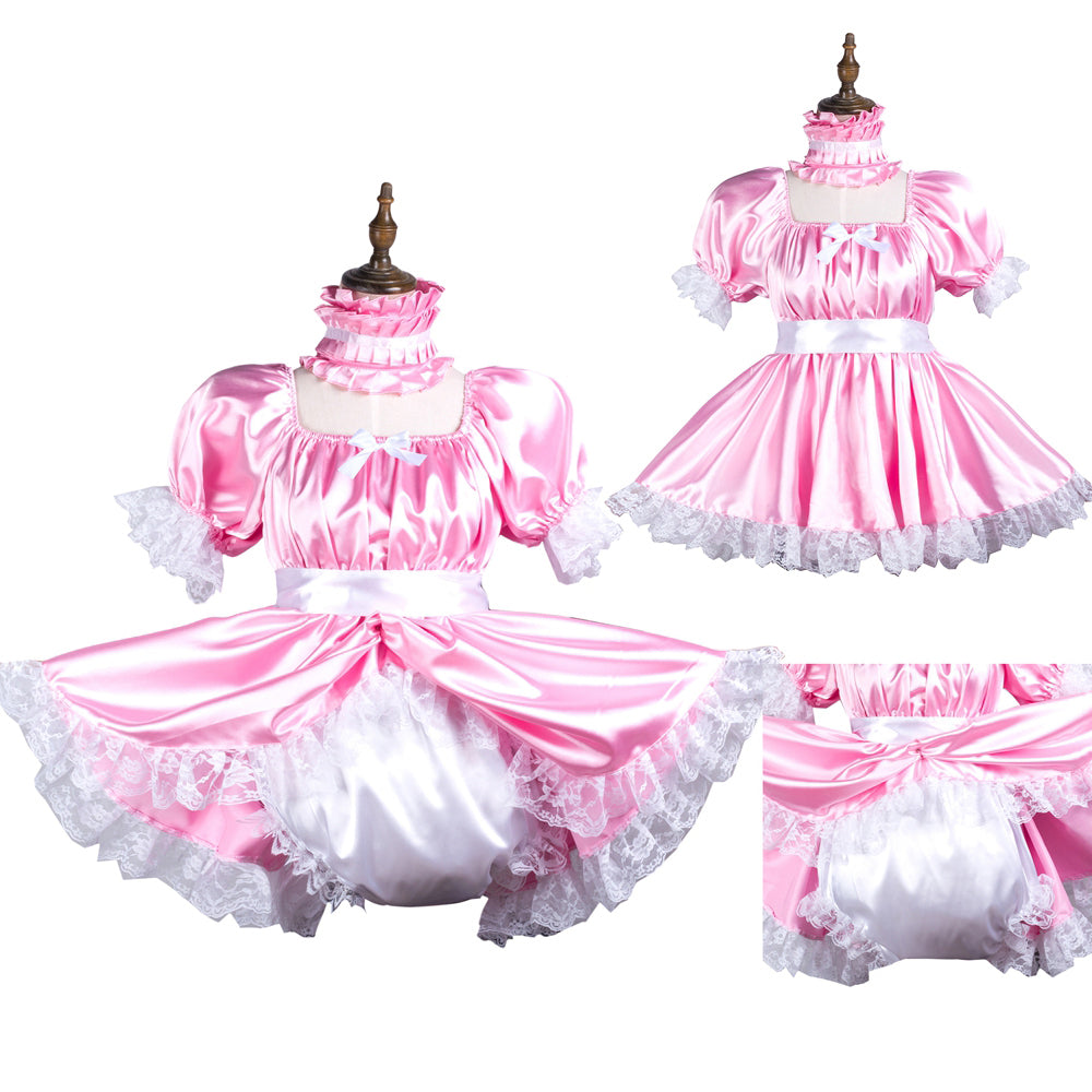 pink satin dress G3736