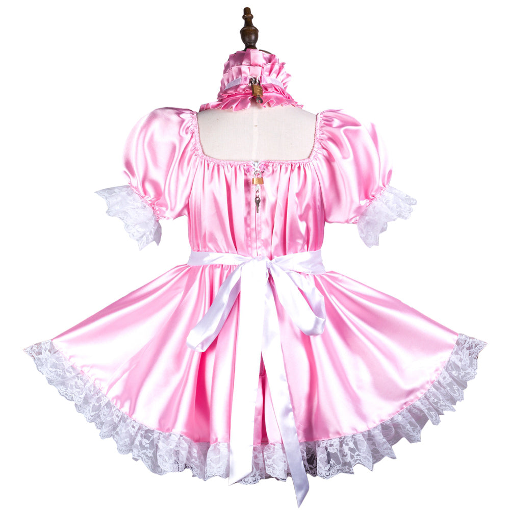 pink satin dress G3736