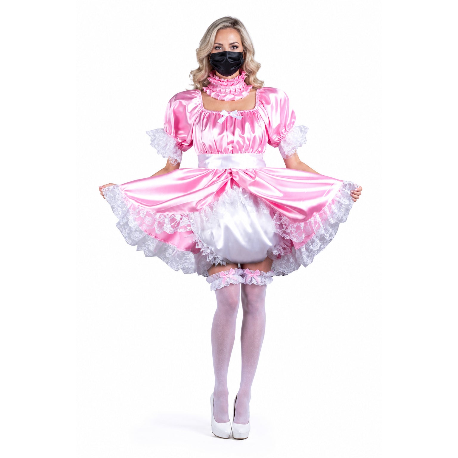 pink satin dress G3736
