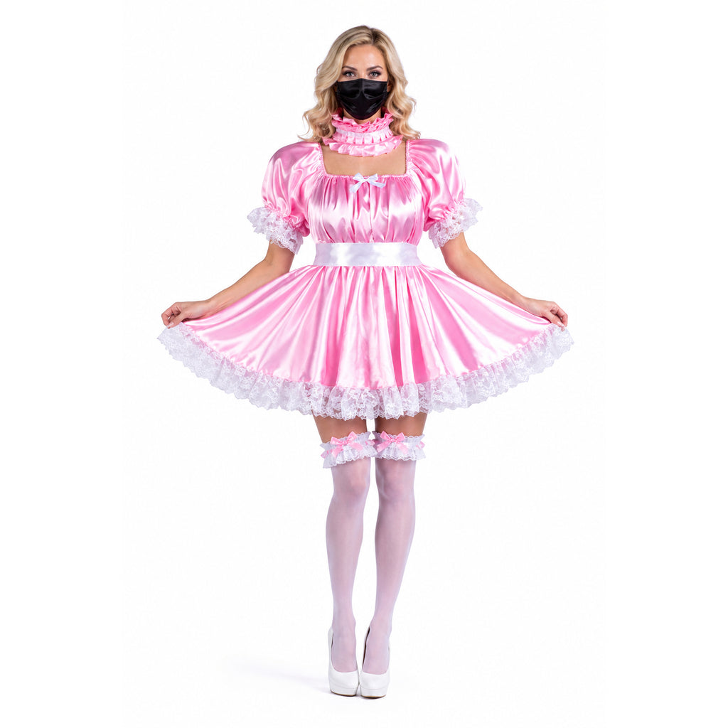 pink satin dress G3736