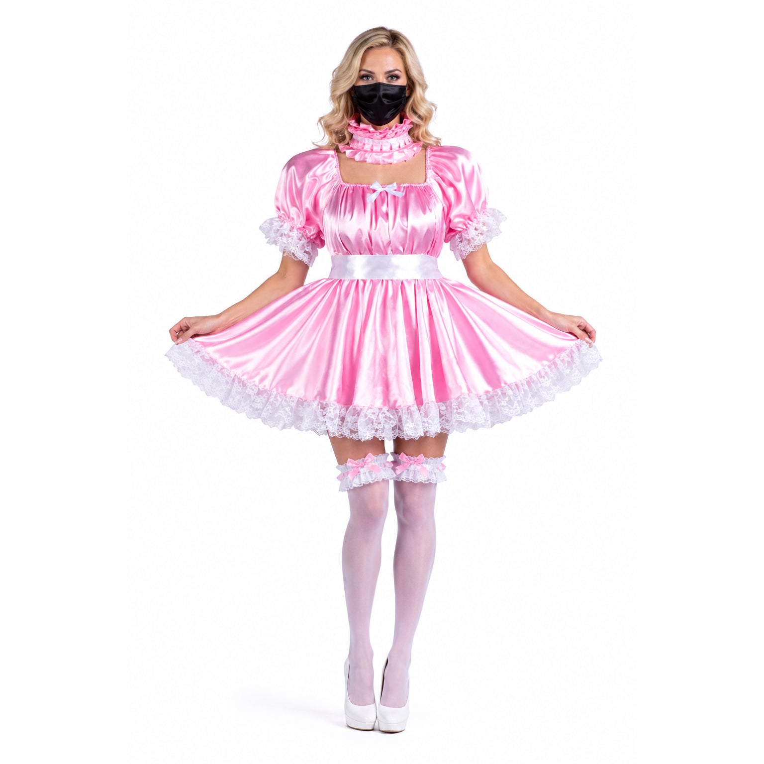 pink satin dress G3736