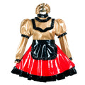 gold red thin pvc dress G3737