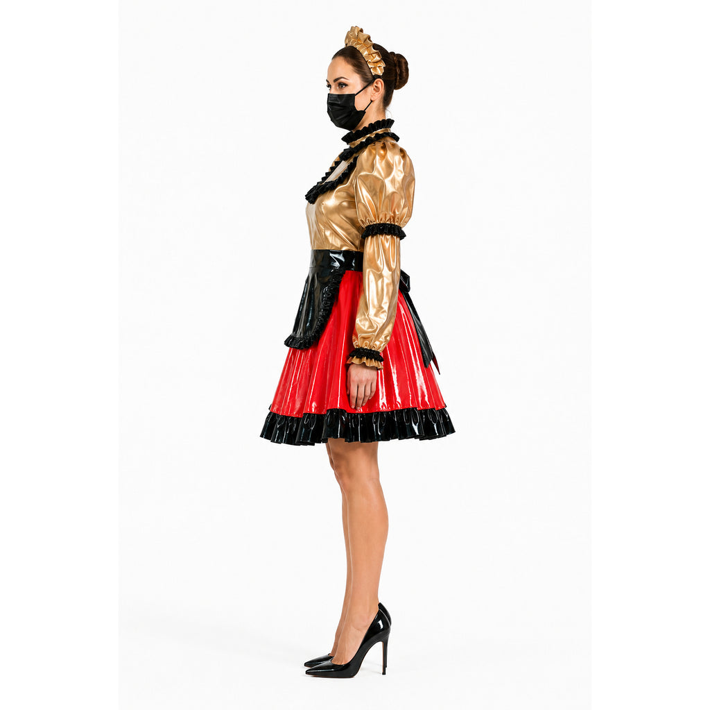gold red thin pvc dress G3737