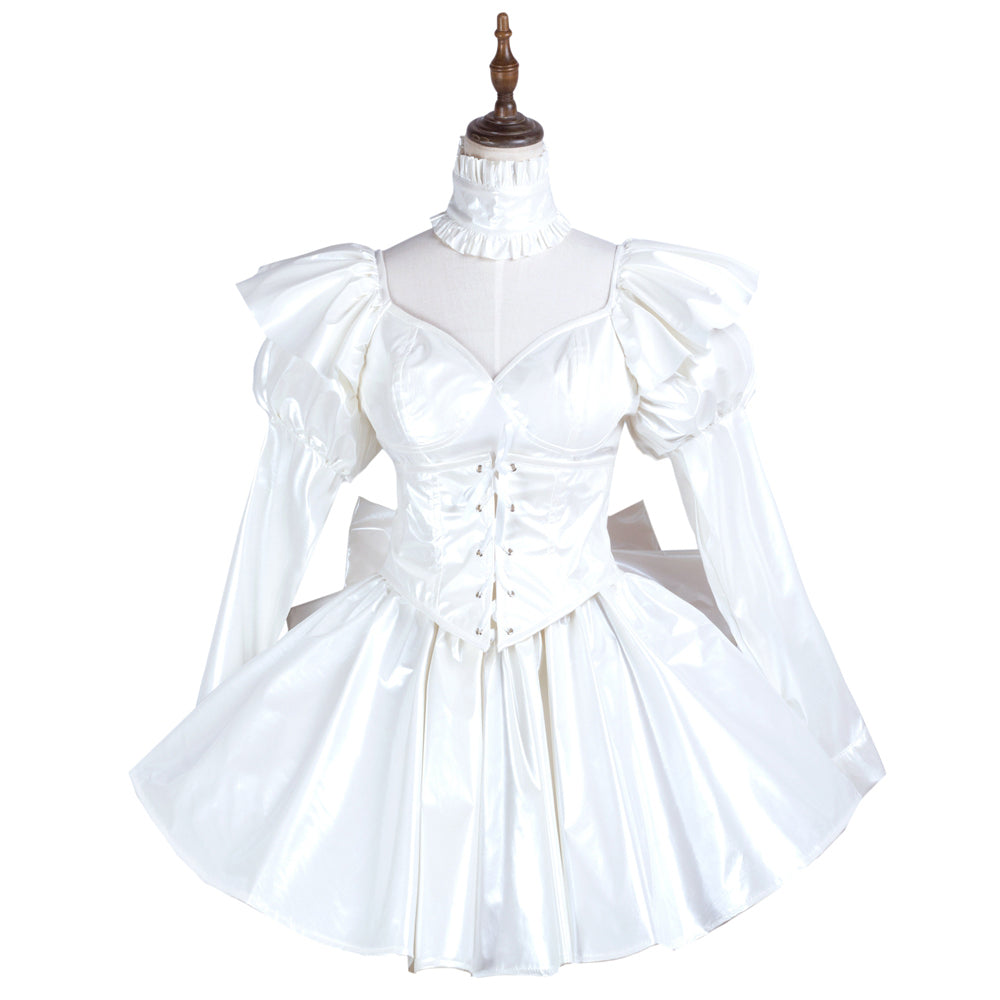 White Thin PVC Dress G3738
