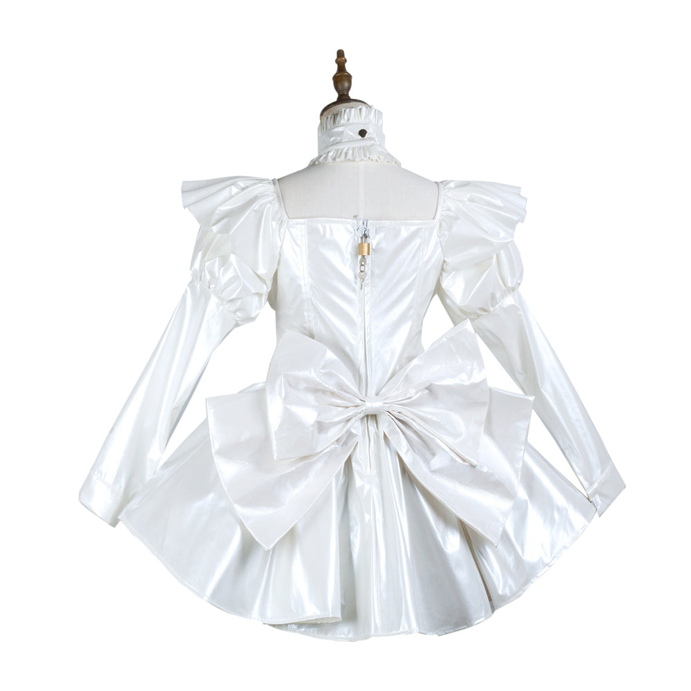 White Thin PVC Dress G3738