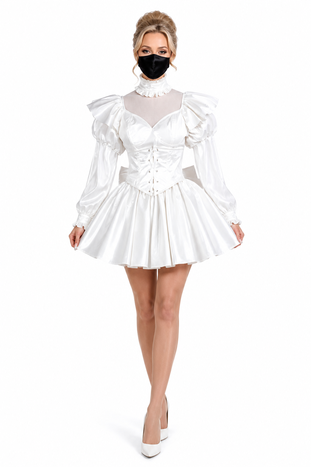 White Thin PVC Dress G3738
